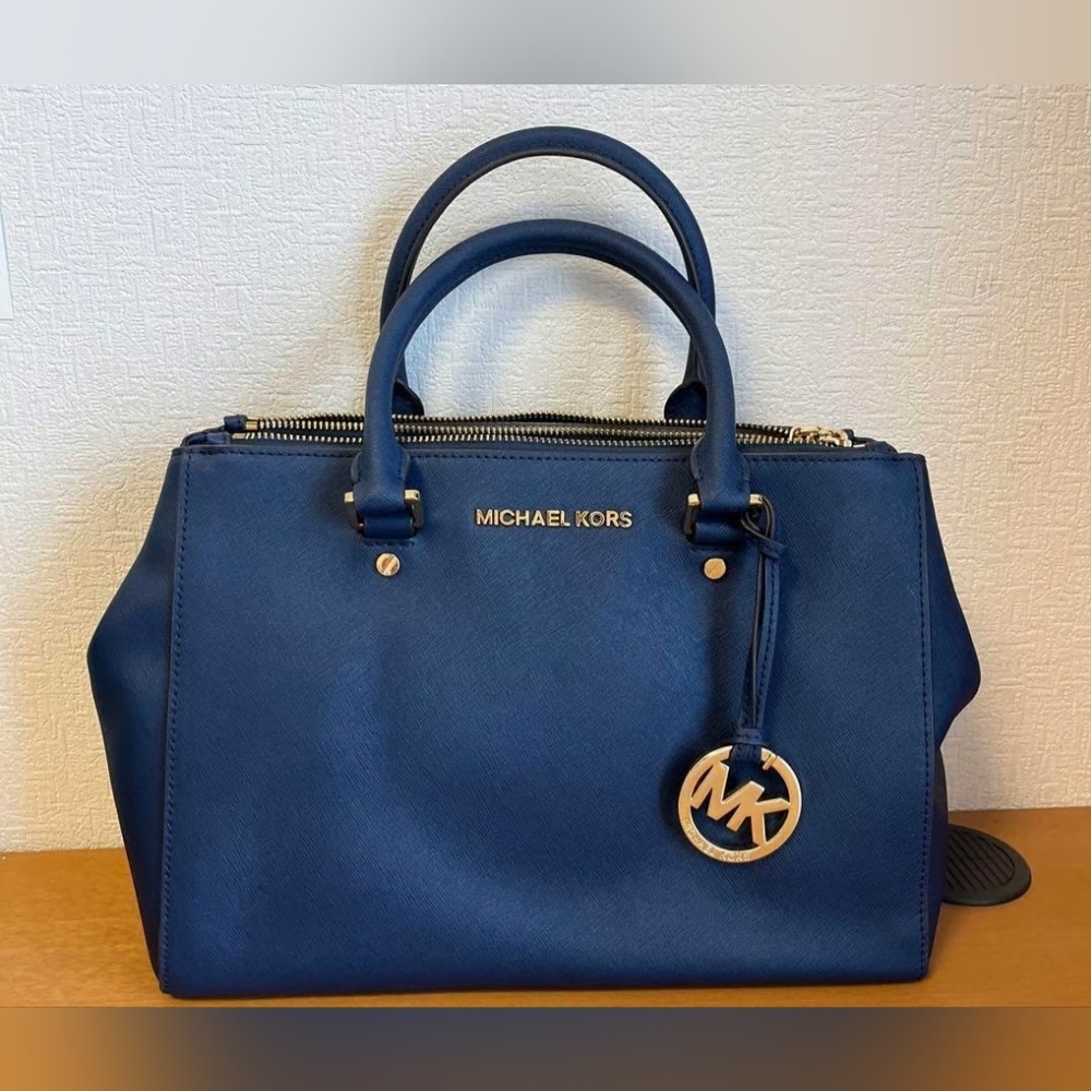 NEW Michael Kors Sutton Blue Leather Crossbody Purse Bag